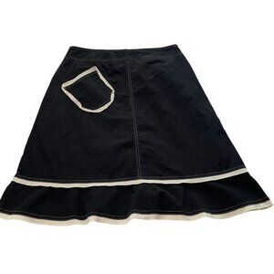Neesh by DAR A Line Skirt Size Large L Black w/ White Trim Pocket Flutter Hem